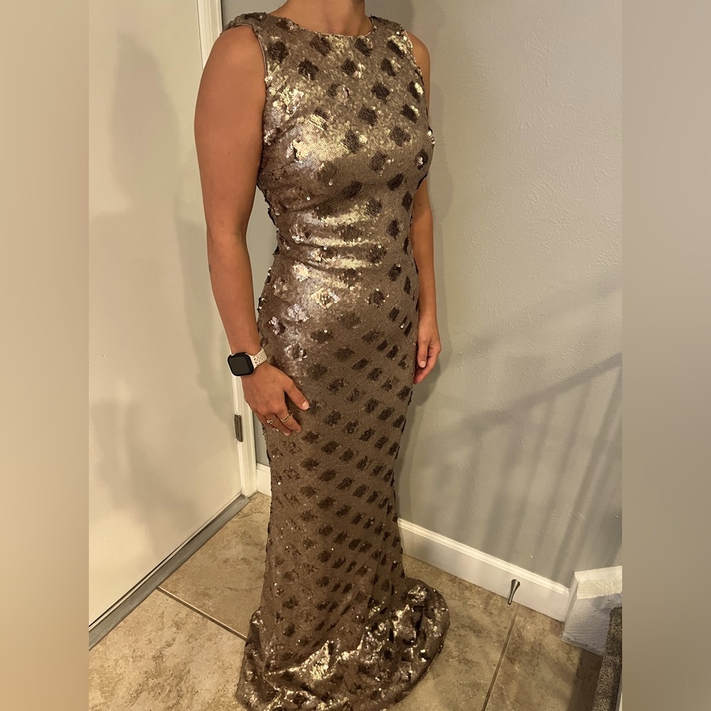 Taupe Dress the Population Gown